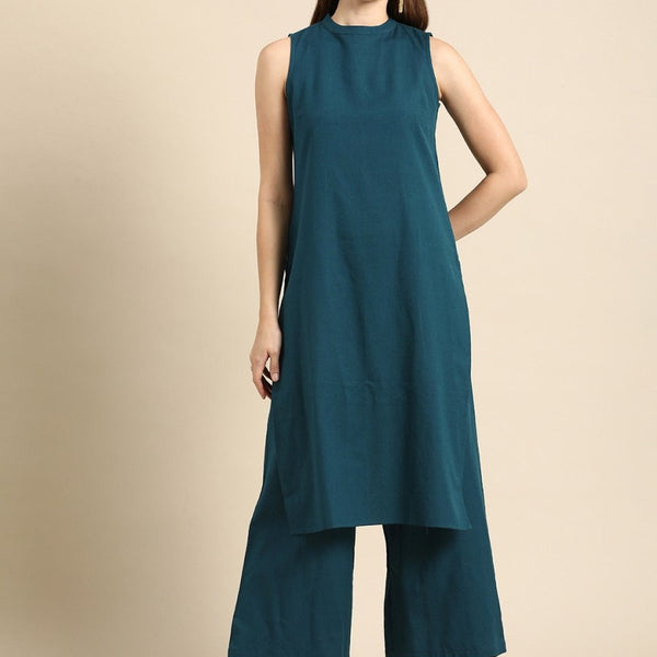 Anouk Women Regular Pure Cotton Kurta with Palazzos - Distacart