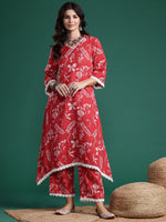 Thumbnail for Sangria Printed Pure Cotton Kurta with Trousers