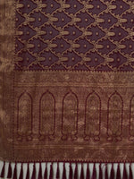 Thumbnail for Anouk Purple & Gold-Toned Woven Design Zari Pure Georgette Kanjeevaram Saree - Distacart