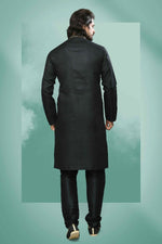 Thumbnail for Raivat Ethnic Cotton Pintux Work Kurta Pajama In Black Colour - Dista