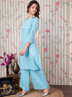 Thumbnail for Ode by House of Pataudi Bandhani Printed Regular Pure Cotton Kurta with Trousers - Distacart