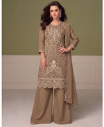 Thumbnail for KC Beautiful Beige Chiffon Silk Hand Embroidery Suit For Women - Dista