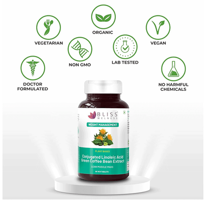 bliss welness weight management cla carb controller green coffee bean extract veg tablet