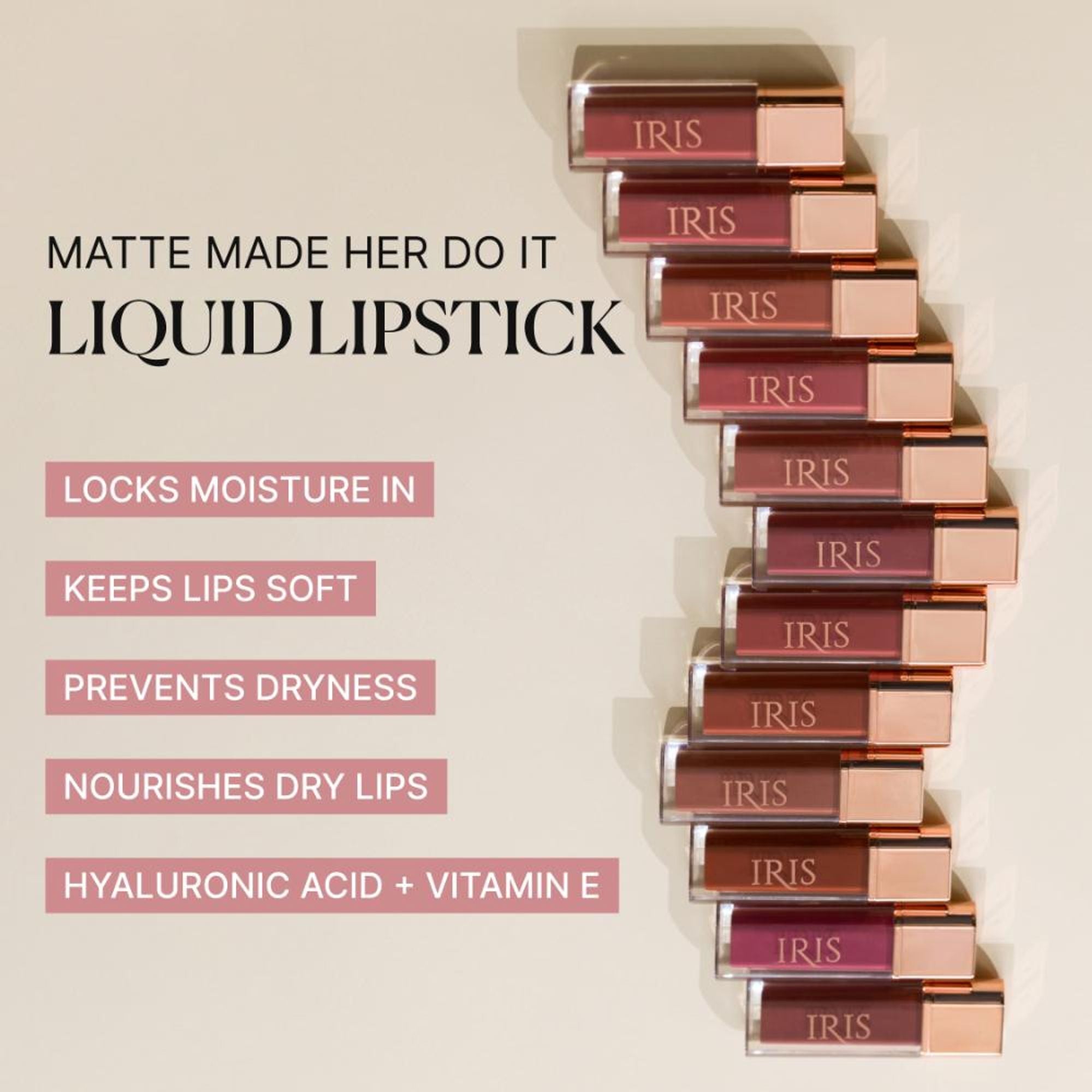 IRIS COSMETICS Matte Made Her Do It Liquid Lipstick - Rosy Brick - Distacart