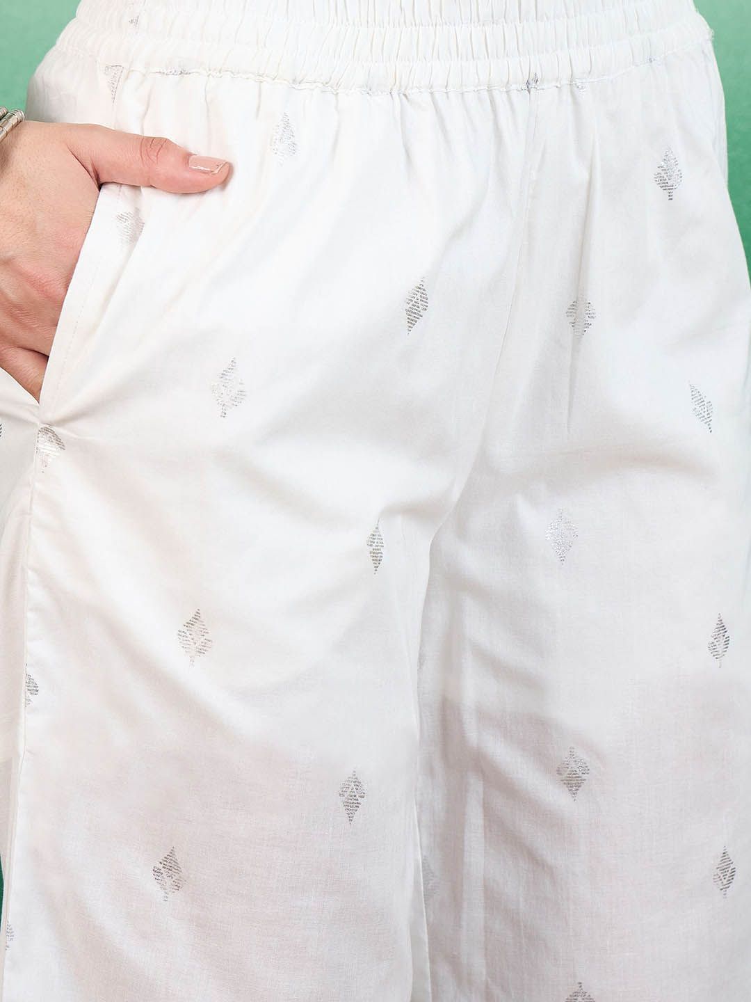Sangria White Ethnic Motifs Printed Angrakha Kurta With Trouser & Dupatta - Distacart