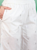 Thumbnail for Sangria White Ethnic Motifs Printed Angrakha Kurta With Trouser & Dupatta - Distacart