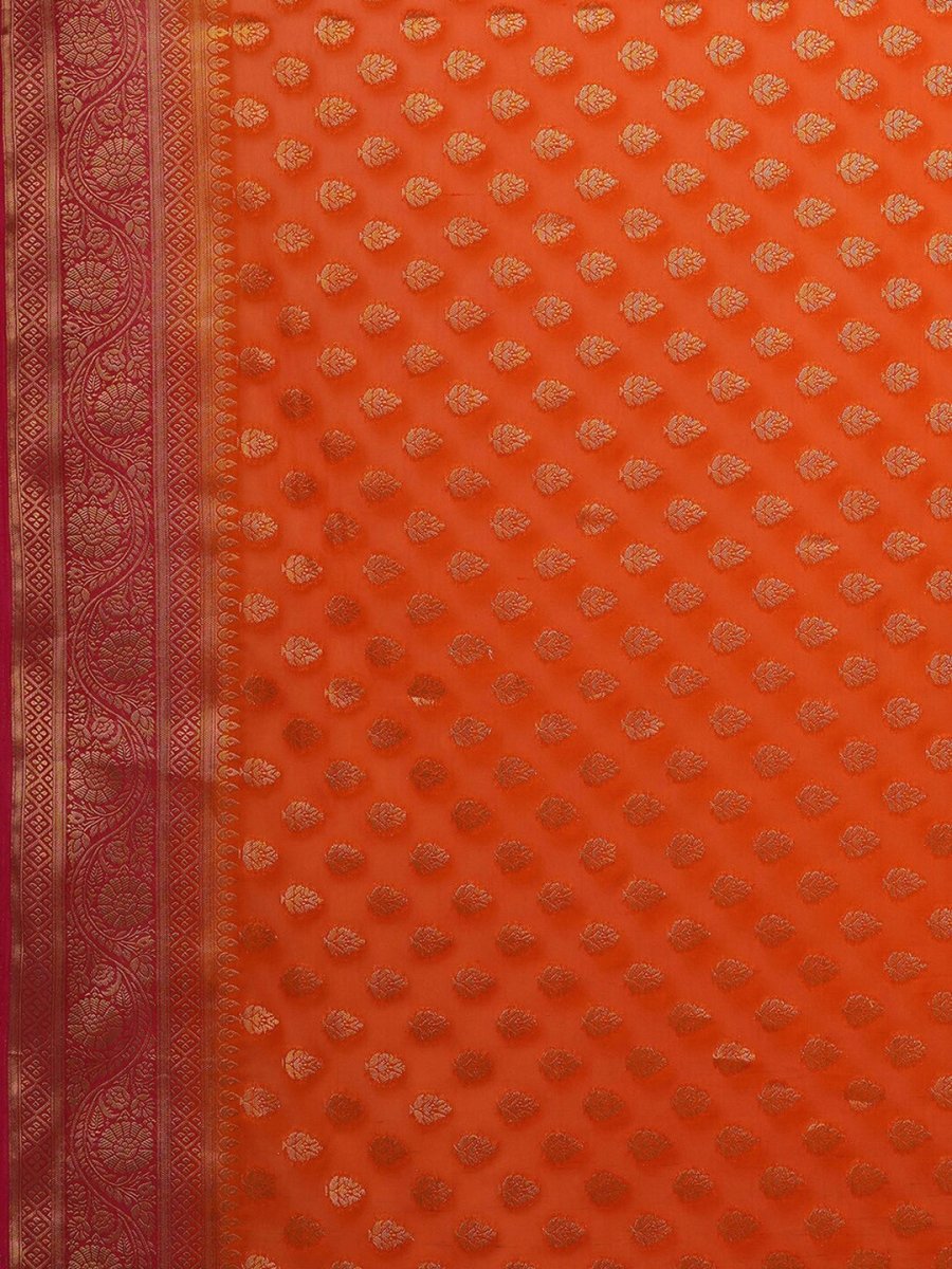 Anouk Orange & Pink Ethnic Motifs Woven Design Zari Pure Georgette Kanjeevaram Saree - Distacart
