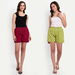 Thumbnail for Alvano Printed Green, Maroon Boxer Shorts, Night Shorts, Regular Shorts, Bermuda Shorts - Distacart
