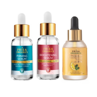 Prisa Organics 20% Vitamin C Serum, Skin Firming + Anti Ageing Face Serum and Brightening Face Serum Combo - Distacart