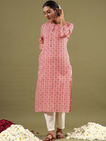 Thumbnail for Indo Era Geometric Printed Mirror Work Straight Kurta