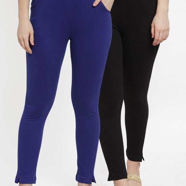 TAG 7 Women Pack Of 2 Solid Straight-Fit Ankle-Length Leggings - Distacart