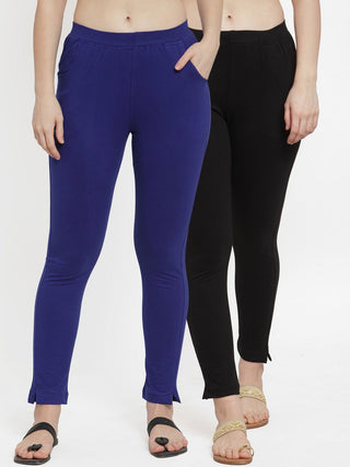 TAG 7 Women Pack Of 2 Solid Straight-Fit Ankle-Length Leggings - Distacart