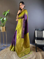 Thumbnail for Mitera Ethnic Motifs Zari Silk Blend Saree - Distacart
