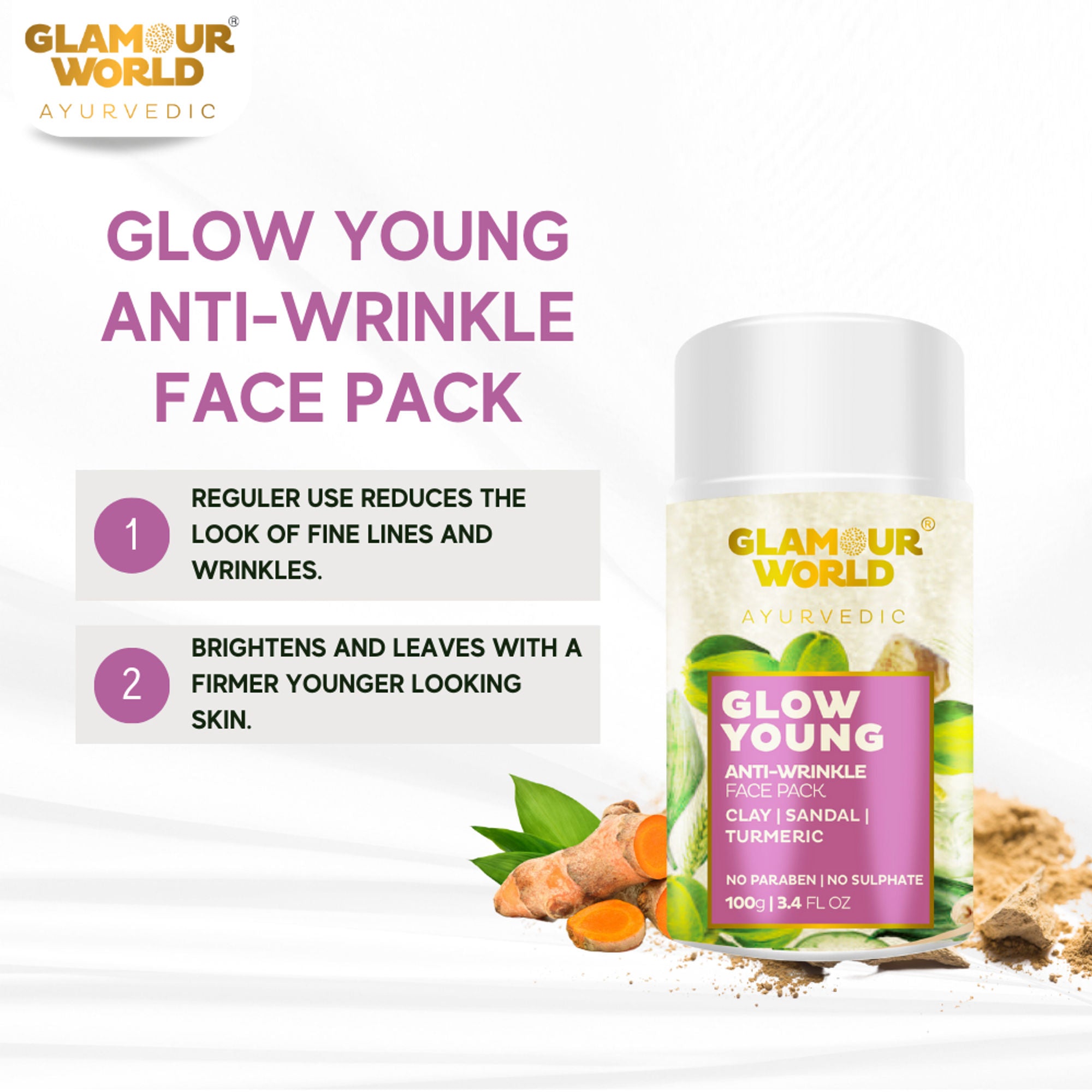 GLAMOUR WORLD AYURVEDIC Glow Young Anti Wrinkle Face Mask - Distacart
