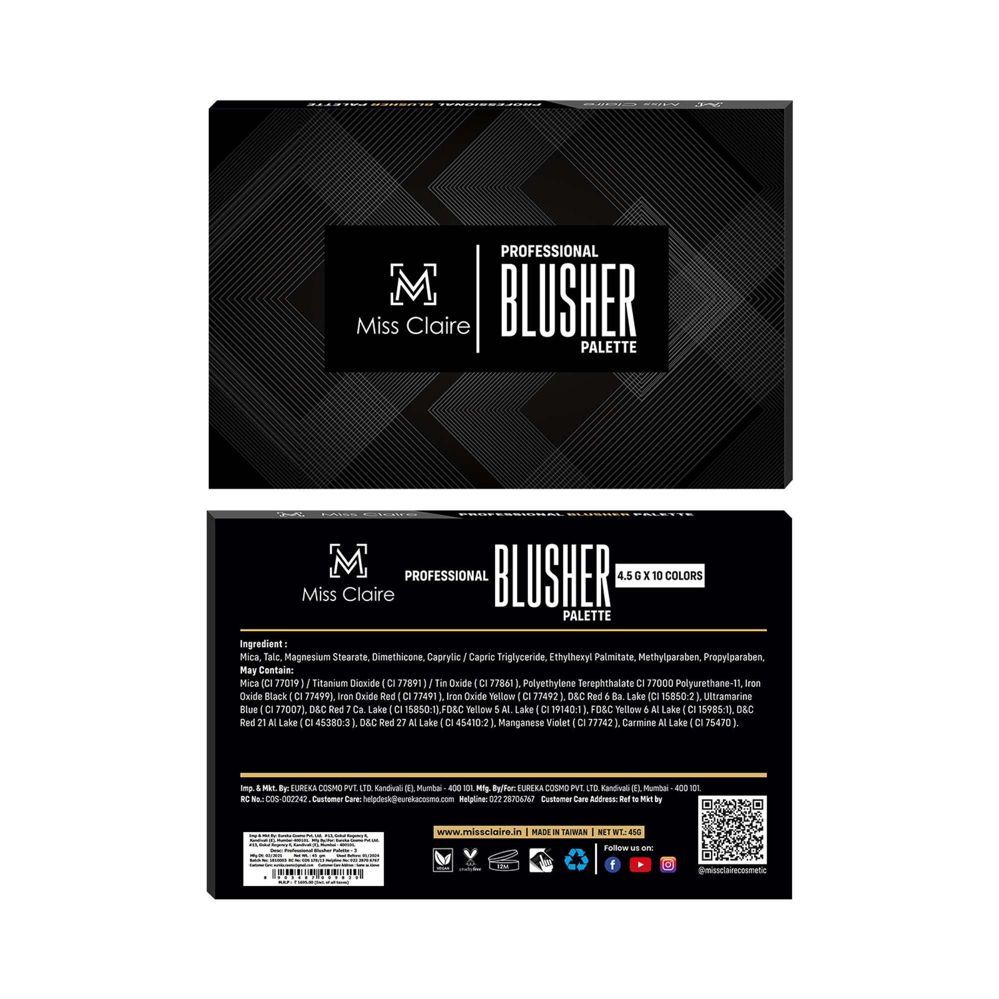 Miss Claire Professional Blusher Palette - 3