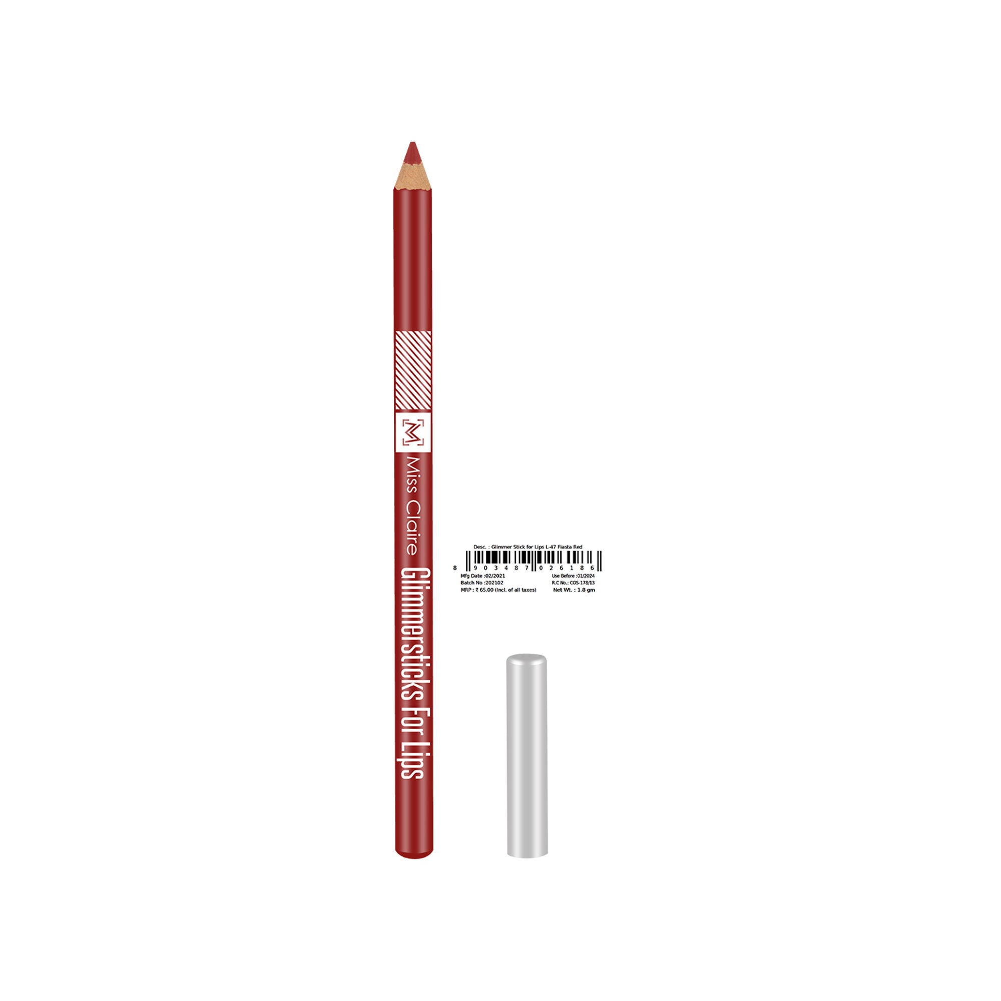 Miss Claire Glimmersticks For Lips - Fiasta Red L-47