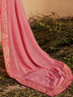 Thumbnail for Anouk Striped Printed Sequinned Pure Georgette Leheriya Saree - Distacart