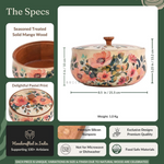 Thumbnail for Brick Brown Handcrafted Enamel Coated Wooden Pastel Flora Roti Box