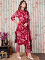 Thumbnail for Ode by House of Pataudi Floral Printed Regular Pure Cotton Kurta with Trousers & Dupatta - Distacart
