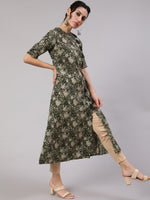 Thumbnail for Aks Floral Printed Cotton A-Line Kurta - Distacart