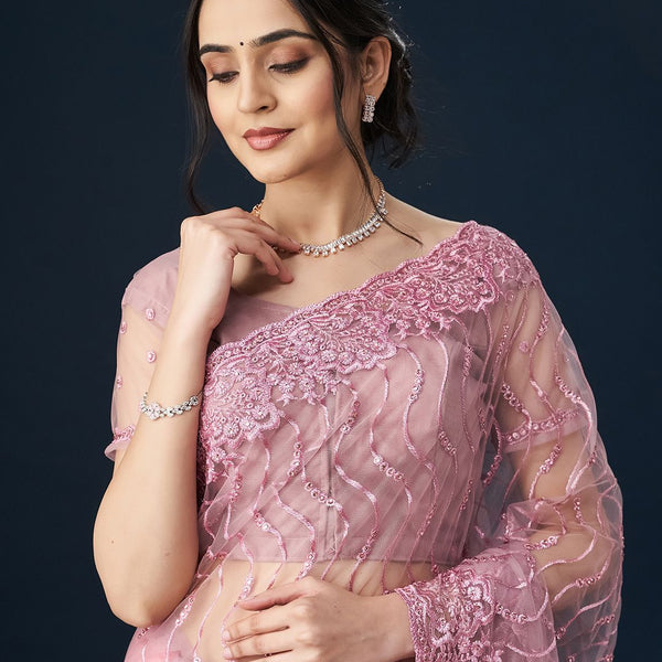 kasee Geometric Embroidered Sarees - Distacart