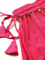 Thumbnail for TAG 7 Women Magenta Solid Flared Palazzos