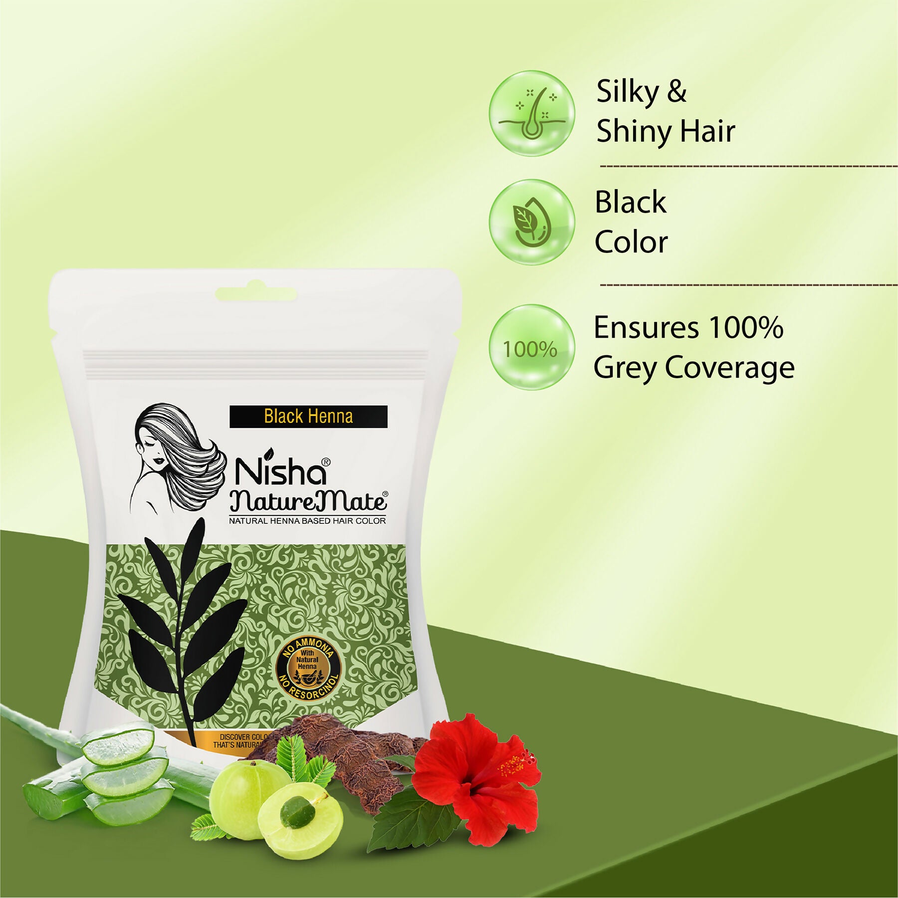 Nisha Hair Colour for Women-Original Black|100% Pure Henna-Based Powder - Distacart