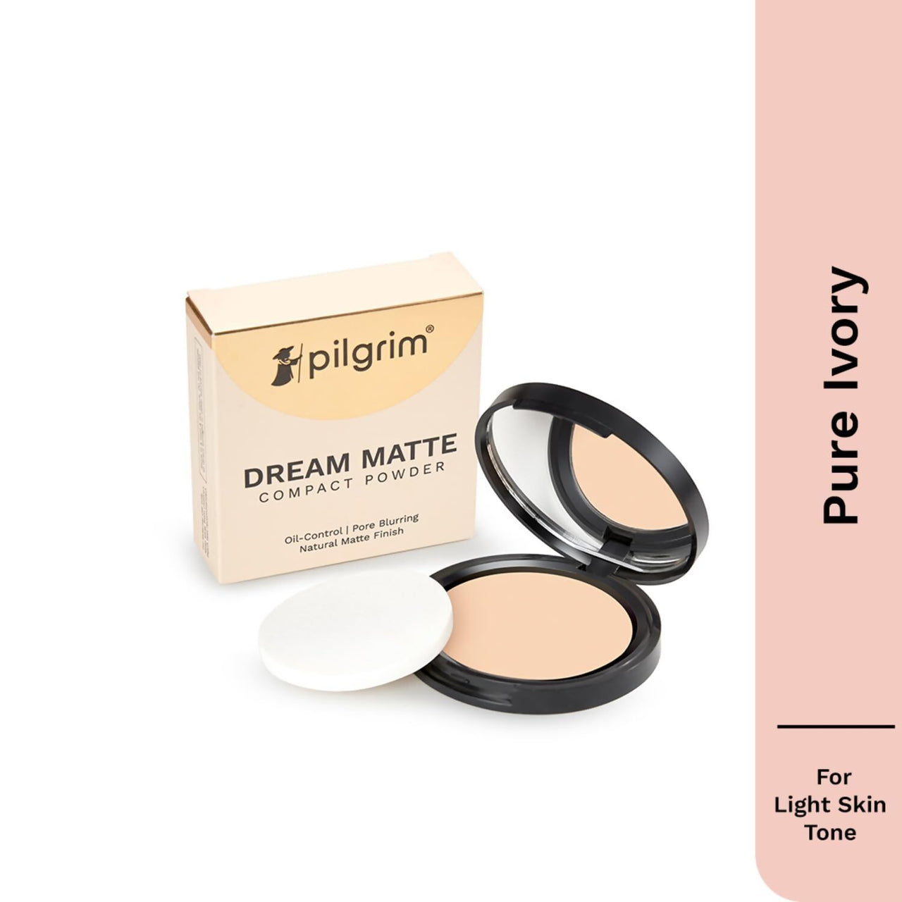 Pilgrim Pure Ivory Matte Finish Compact Powder Absorbs Oil, Conceals & Gives Radiant Skin - Distacart