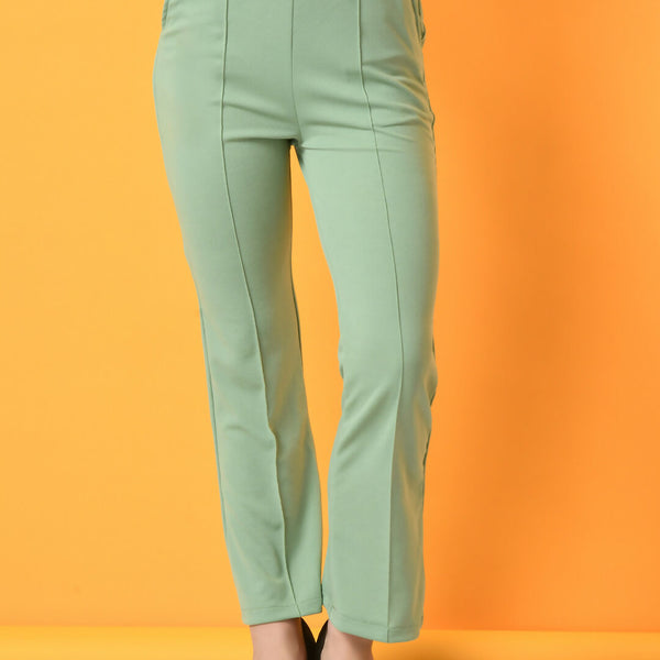 Myshka Women's Green Flared Party Trouser - Distacart