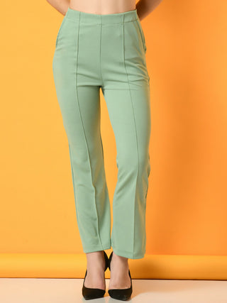 Myshka Women's Green Flared Party Trouser - Distacart