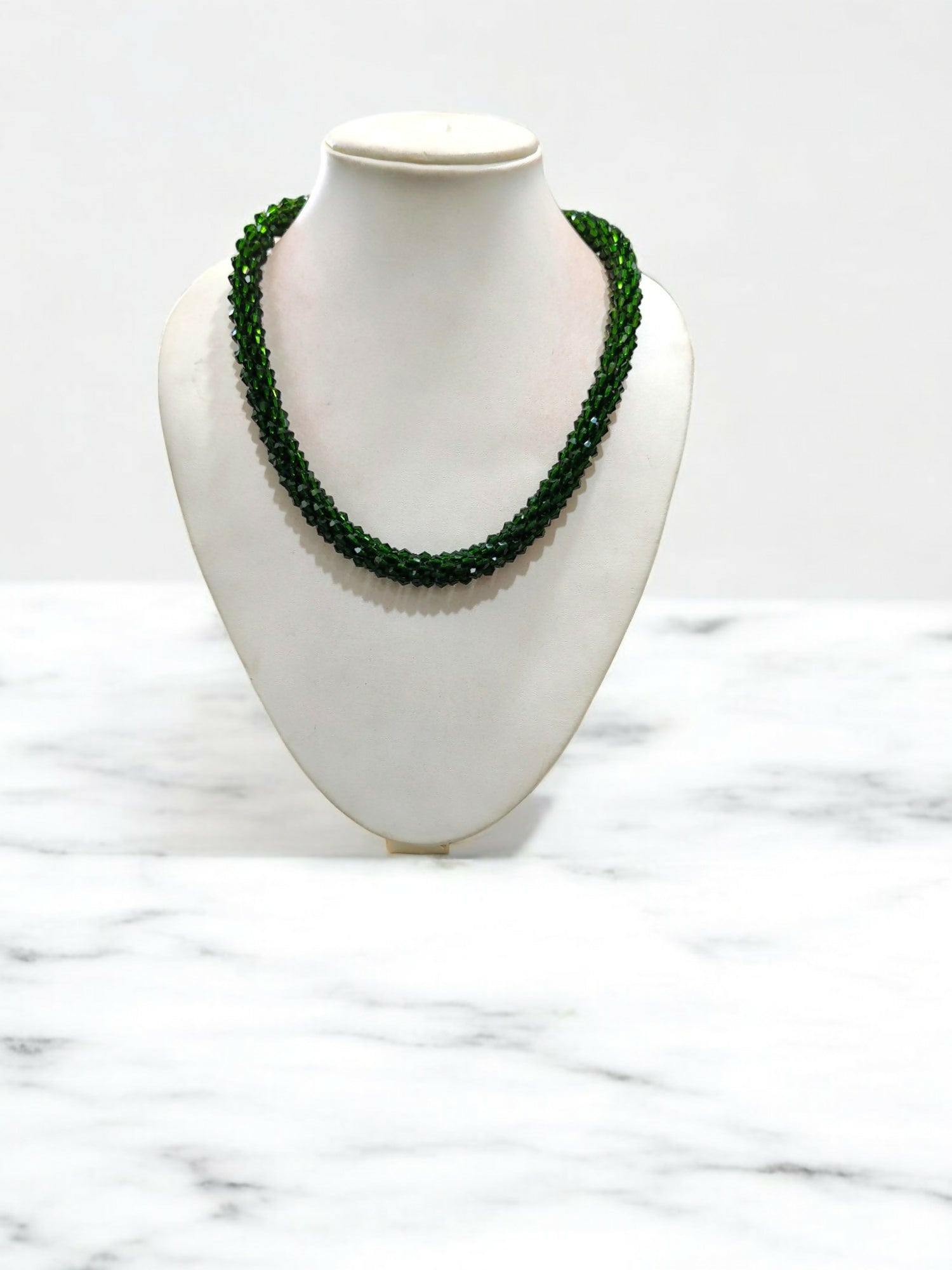Inhanns Noor-E-Jalwa – Handmade Crystal Bead Necklace -Adjustable - Green Only Necklace - Distacart