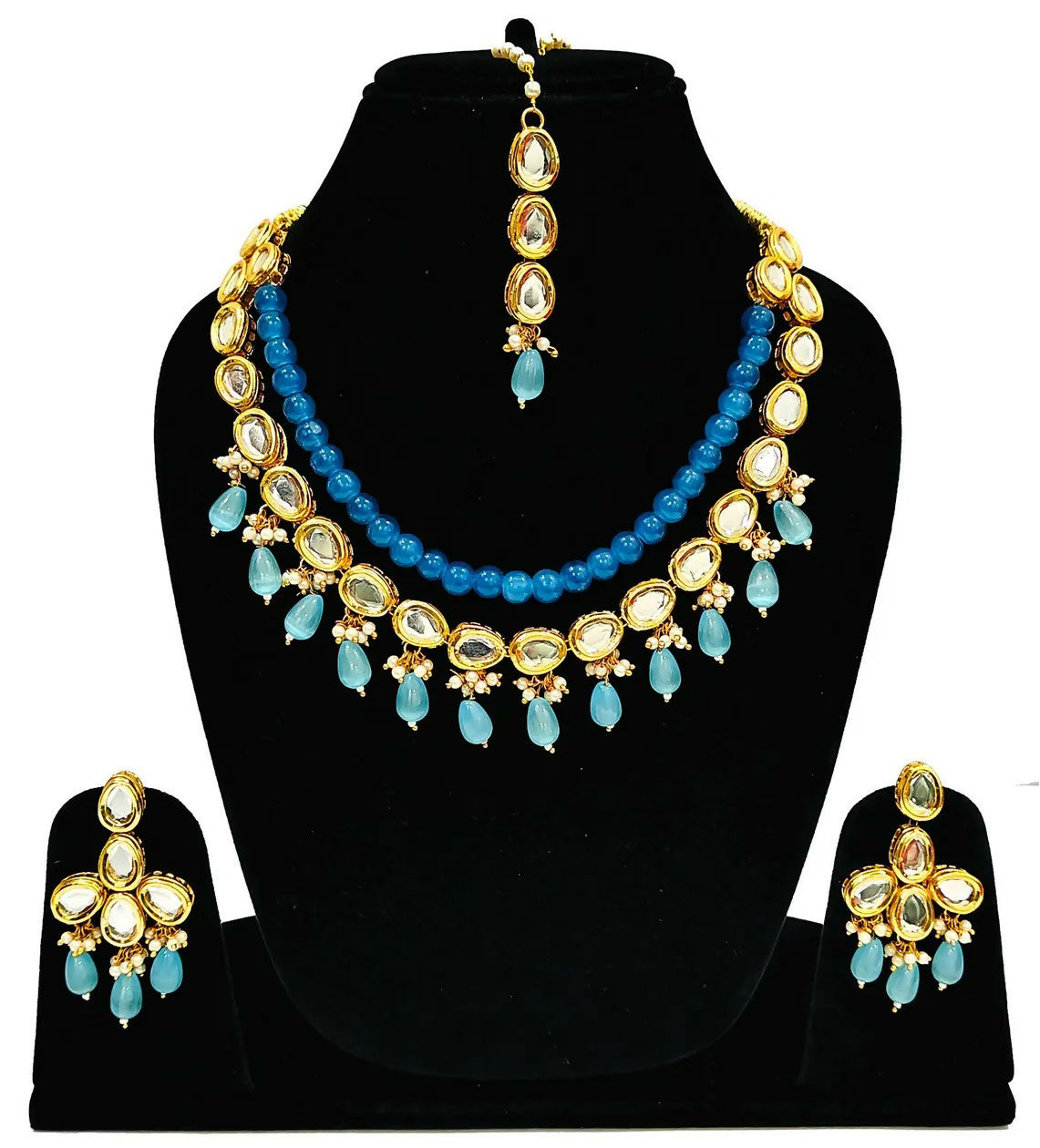 Joban Fashion Hand Made High Quality Gold Plated Base Metal Alloy Kundan Stone Studded Kundan Jewellery Set - Distacart
