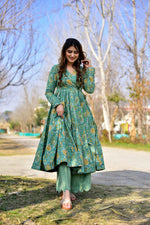 Thumbnail for Jyoti Fashion Women's Sea Green Cotton Silk Heavy Digital Printed Kurta Plazo Set - Distacart