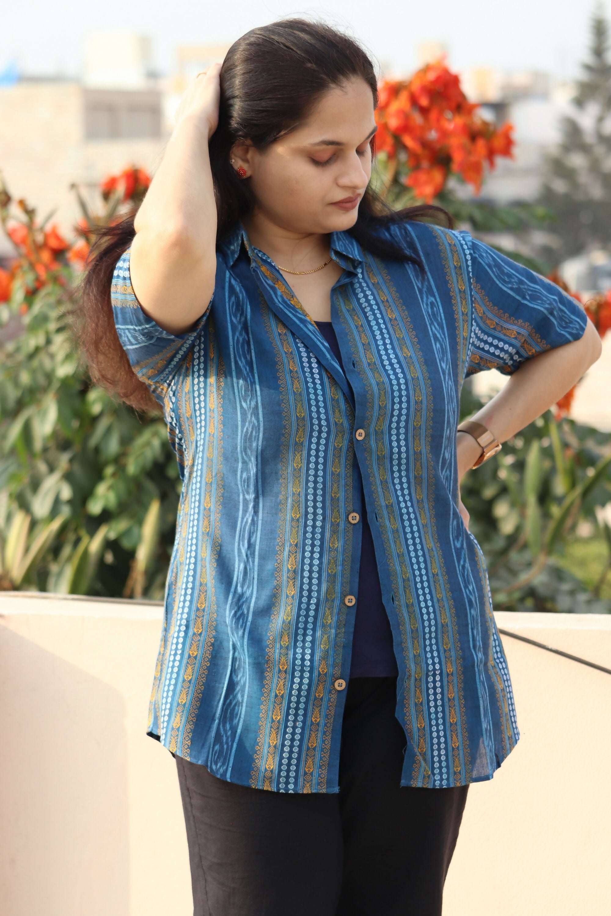 Blue Sambalpuri Unisex Shirt 2