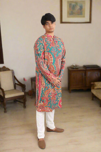 Souchii Men Pure Cotton Ethnic Motif Printed Straight Kurta - Dista