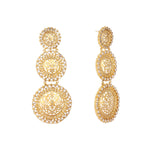Thumbnail for Nuyug 22K Gold Plated Stone Studded Contemporary Shaped Drop Earrings - Distacart