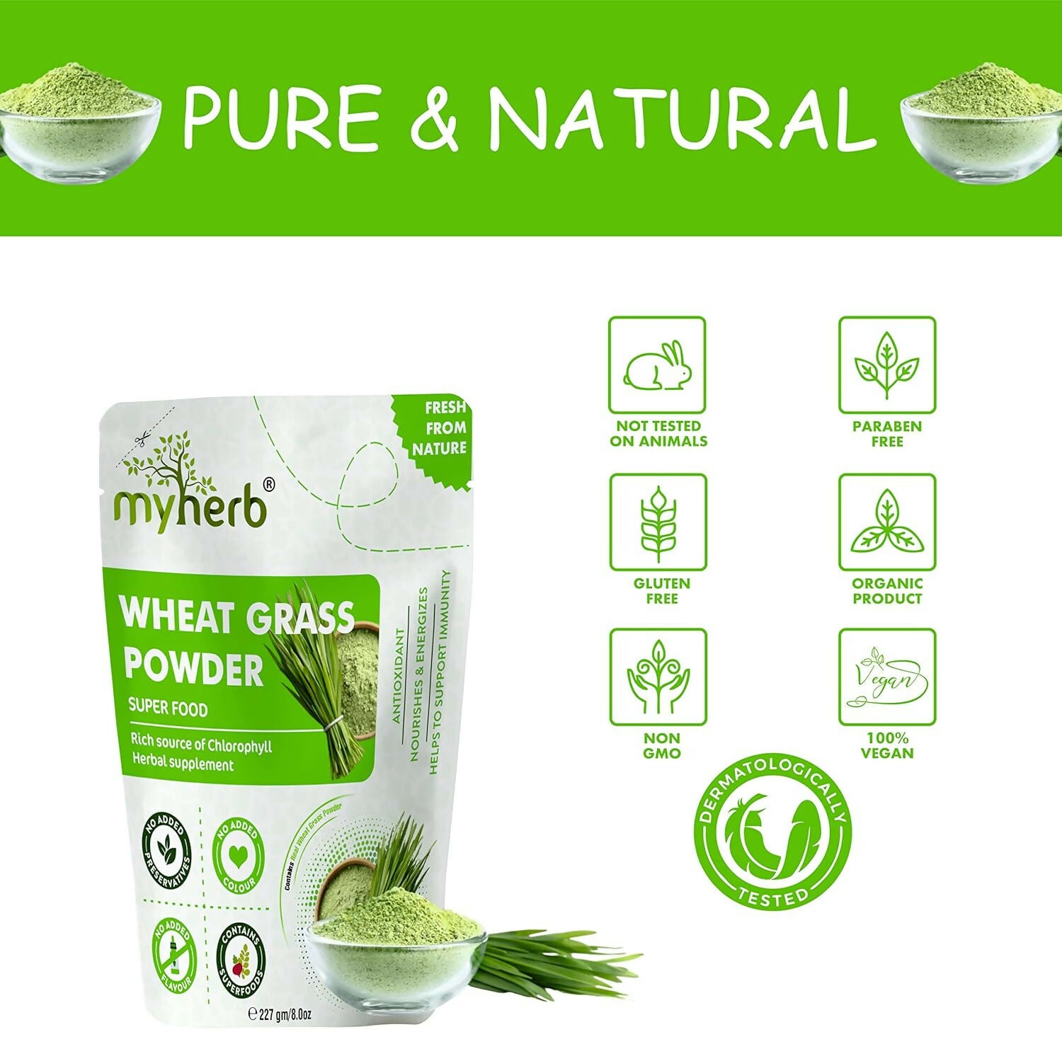 Myherb Natural Organic Wheat Grass Powder - Distacart