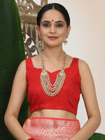 Thumbnail for Astita Linen Cotton Red & White Saree