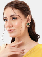 Thumbnail for Nuyug 22K Gold Plated Emerald Fern Muse Stud Earrings