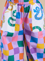 Thumbnail for Snakes and Ladders Girls Multi Color Rotary Print Top and Pant Set from Siblings Collection - Distacart