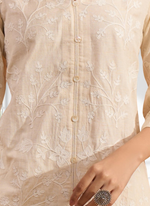 Thumbnail for Joban Fashion Cream Linen Embroidered Readymade Cord Set - Distacart