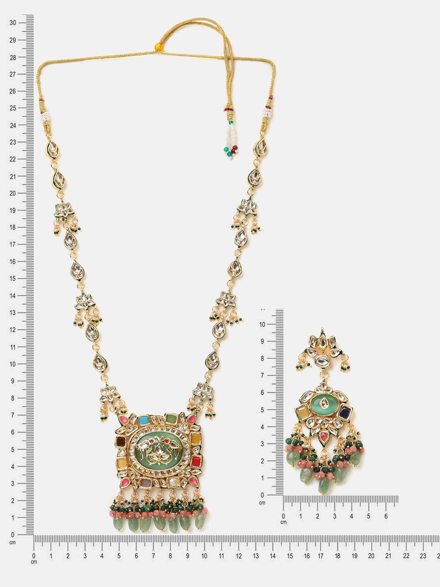Ruby Raang Kundan Haar With Matching Earrings - Distacart