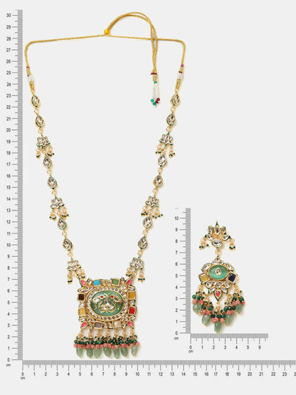 Ruby Raang Kundan Haar With Matching Earrings - Distacart