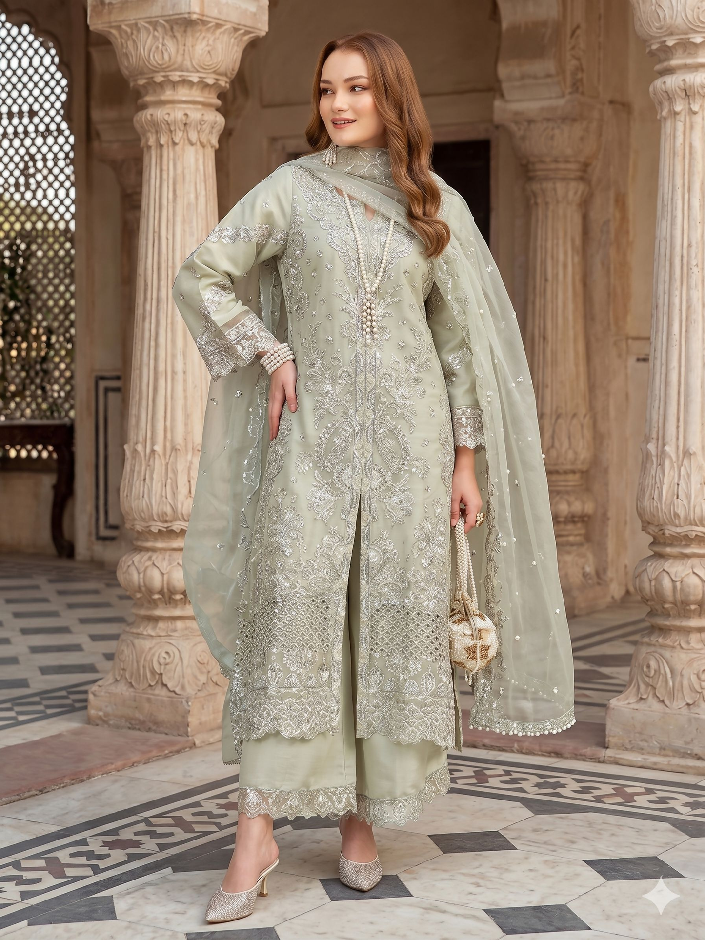 Teeya Creation Womens New Net With Heavy Embroiedery With Sequence Work Kurta Set - Dista