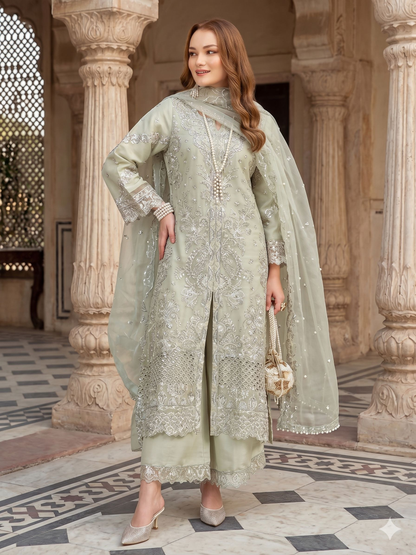 Teeya Creation Womens New Net With Heavy Embroiedery With Sequence Work Kurta Set - Dista