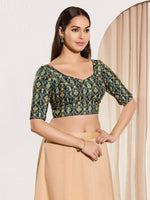 Thumbnail for Joban Fashion Navy Blue Viscose Rayon Padded Blouse With Sweetheart Neck Elbow Sleeves - Distacart