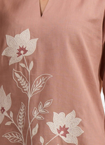 Thumbnail for Joban Fashion Pink Cotton, Linen Embroidered Readymade Cord Set - Distacart