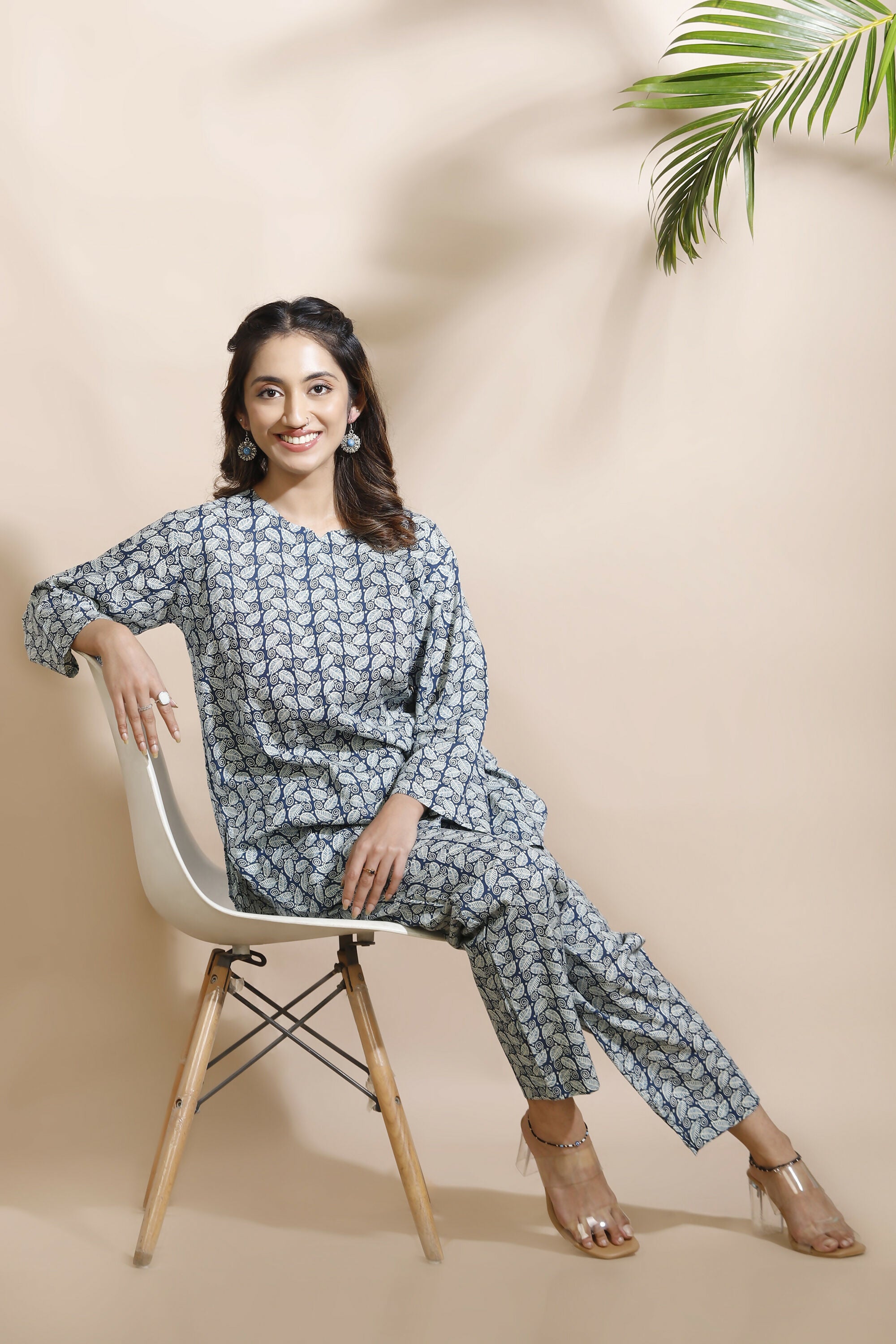 Breathables Abstract Cotton Co-Ord Set – Blue - Dista