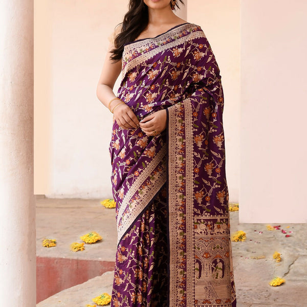 Joban Fashion Pure Katan Pure Handloom Banarasi Silk Saree