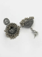 Thumbnail for NVR Women's Silver-Toned German Silver Oxidised Dome Shaped Jhumka Earrings - Distacart